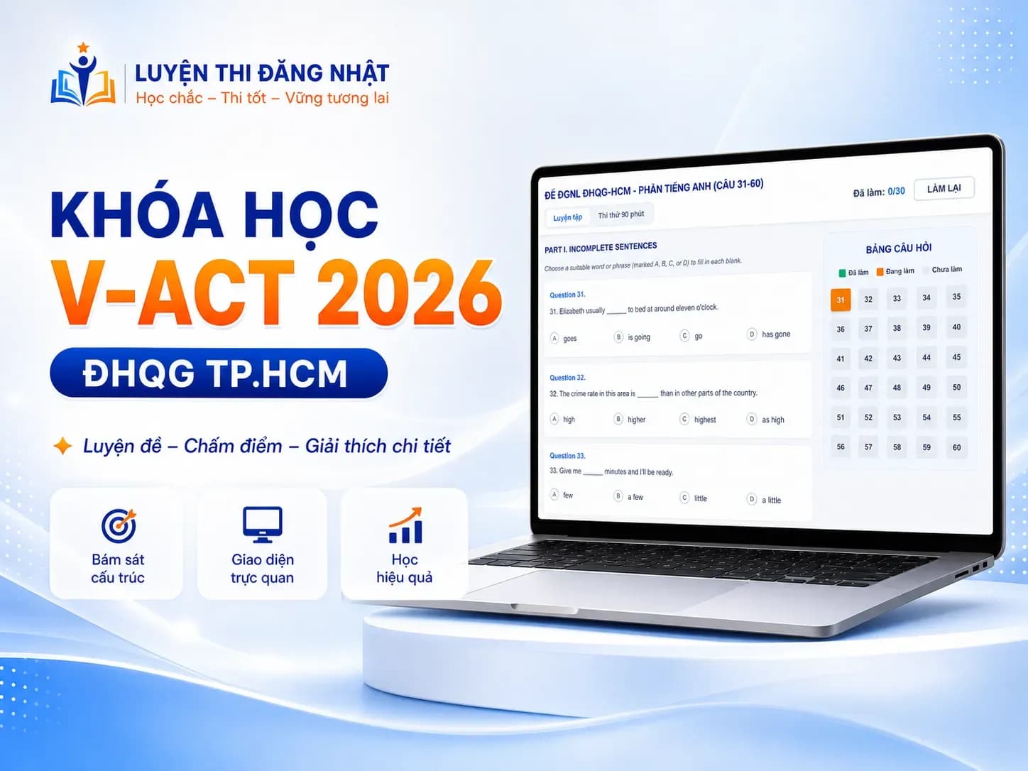 Bộ đề thi Đánh Giá Năng Lực V-ACT năm 2026 ( ĐHQG TPHCM)